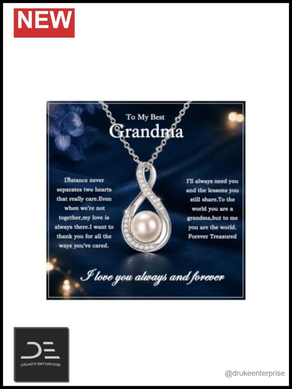 925 Sterling Silver Pearl Pendant Necklace for Grandma Nana Gift